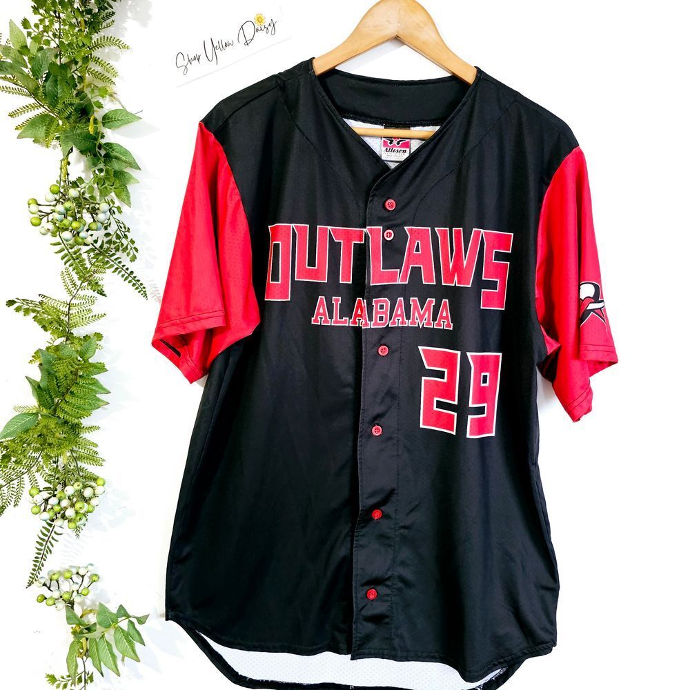 Alabama‎ Outlaws Baseball Jersey Alleson Mens #29 Black Red Sz M - Ts309.10